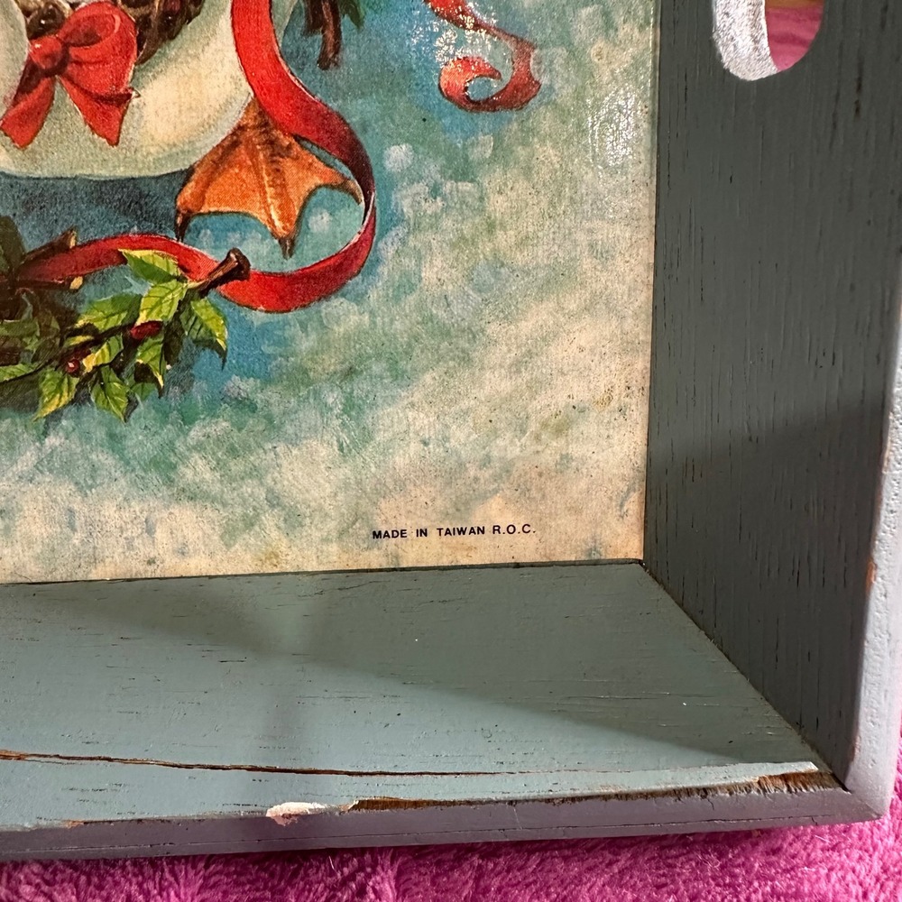 Vintage Goose Christmas Serving Tray Decor Holiday Country Farmhouse - Picture 3 of 7